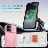 For iPhone 18 Case | MagSafe Compatible Sliding Camera Shield Kickstand Cover, Pink