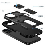 For iPhone 18 Case | MagSafe Compatible Sliding Camera Shield Kickstand Cover, Black