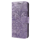 For iPhone 18 Pro Wallet Case - Elegant Lace Flower PU Leather Folio Cover, Purple | iCoverLover Australia