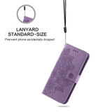 For iPhone 18 Pro Max Wallet Case - Protective Embossed Floral PU Leather Cover, Light Purple | iCoverLover Australia