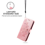 For iPhone 18 Pro Max Wallet Case - Protective Embossed Floral PU Leather Cover, Rose Gold | iCoverLover Australia