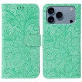 For iPhone 18 Pro Max Wallet Case - Elegant Lace Flower PU Leather Folio Cover, Green | iCoverLover Australia