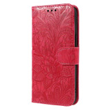 For iPhone 18 Pro Max Wallet Case - Elegant Lace Flower PU Leather Folio Cover, Red | iCoverLover Australia