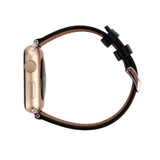 For Apple Watch Series 12, 46-mm Case Perforated Genuine Leather Watch Band, Black | iCoverLover.com.au