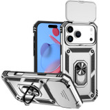 For iPhone 18 Pro Case - Camera Shield Ring Stand - Silver