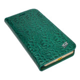 iPhone SE 5G (2022), SE (2020) / 8 / 7 Case Green Fierre Shann Crocodile Genuine Cow Leather Cover | iCoverLover