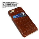iPhone SE 5G (2022), SE (2020) / 8 / 7 Case Light Brown Crocodile Pattern Genuine Leather Protective Shell with 1 Card Slot, Anti-Grip, Scratch-Resistant and Drop-prooiCoverLover