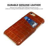 iPhone SE 5G (2022), SE (2020) / 8 / 7 Case Light Brown Crocodile Pattern Genuine Leather Protective Shell with 1 Card Slot, Anti-Grip, Scratch-Resistant and Drop-prooiCoverLover