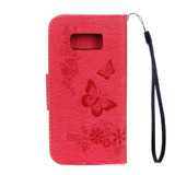 Red Butterflies Embossed Leather Wallet Samsung Galaxy S8 Case | Leather Samsung Galaxy S8 Cases | Fashion Samsung Galaxy S8 Covers | iCoverLover