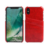 iPhone XS & X Case Red Deluxe PU Leather and Hard Plastic Back Cover with 2 Card Slots, and Slim and Lightweight Build | Leather iPhone XS & X Covers | Leather iPhone XS & X Cases | iCoverLover