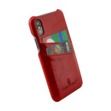 iPhone XS & X Case Red Deluxe PU Leather and Hard Plastic Back Cover with 2 Card Slots, and Slim and Lightweight Build | Leather iPhone XS & X Covers | Leather iPhone XS & X Cases | iCoverLover