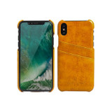 iPhone XS & X Case Yellow Deluxe PU Leather and Hard Plastic Back Cover with 2 Card Slots, and Slim and Lightweight Build | Leather iPhone XS & X Covers | Leather iPhone XS & X Cases | iCoverLover