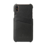 iPhone XS & X Case Black Handmade Genuine Leather Fashion Back Shell with 2 Card Slots, Shockproof, and Scratch-proof | Genuine Leather iPhone XS & X Cases | Genuine Leather iPhone XS & X Covers | iCoverLover