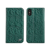 iPhone XS & X Case Green Fierre Shann Crocodile Genuine Cow Leather with 1 Card Slot, Built-in Kickstand, and Anti-Slip | Leather iPhone XS & X Cases | Leather iPhone XS & X Covers | iCoverLover