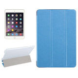 Blue Silk Textured 3-fold Leather Folio iPad Mini 4 Case | Leather Apple iPad Mini Covers | Leather iPad Mini Cases | iCoverLover