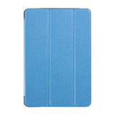Blue Silk Textured 3-fold Leather Folio iPad Mini 4 Case | Leather Apple iPad Mini Covers | Leather iPad Mini Cases | iCoverLover