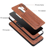 Samsung Galaxy S9 PLUS Case Brown Fierre Shann Luxury PU Leather Back Cover with Kickstand and 1 Exterior Card Slot | Leather Samsung Galaxy S9 Plus Cases | Leather Samsung Galaxy S9 Plus Covers | iCoverLover