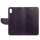 iPhone XR Case Dark Purple Embossed Butterfly Pattern Horizontal Flip Leather Case with Holder, Lanyard & Wallet | Leather Apple iPhone XR Covers | Leather Apple iPhone XR Cases | iCoverLover