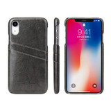 iPhone XR Case Grey Deluxe PU Leather Back Cover with 2 Exterior Card Slots, Slim Build, Anti-Scratch & Shockproof | Leather iPhone XR Covers | Leather iPhone XR Cases | iCoverLover