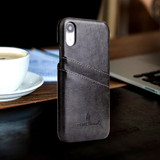 iPhone XR Case Grey Deluxe PU Leather Back Cover with 2 Exterior Card Slots, Slim Build, Anti-Scratch & Shockproof | Leather iPhone XR Covers | Leather iPhone XR Cases | iCoverLover