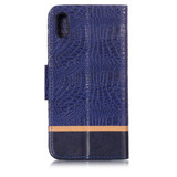 iPhone XS Max Case Blue Crocodile Texture Horizontal Flip Leather Case | Leather Apple iPhone XS Max Covers | Leather Apple iPhone XS Max Cases | iCoverLover