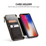 iPhone XR Case Coffee Detachable Multifunctional Folio Leather Cover with Card Slots and Zippered Wallet | Leather Apple iPhone XR Covers | Leather Apple iPhone XR Cases | iCoverLover