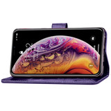 iPhone XS Max Case Purple Embossed PU Leather & TPU Wallet-style Cover with 2 Card Slots, Built-in Kickstand, and Magnetic Flap Closure | Leather Apple iPhone XS Max Covers | Leather Apple iPhone XS Max Cases | iCoverLover