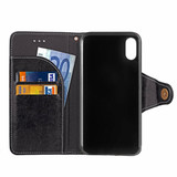 iPhone XS Max Case Black Wild Horse Texture Retro Business Folio Leather Cover with Card Slots, Cash Pocket, and Strap | Leather Apple iPhone XS Max Covers | Leather Apple iPhone XS Max Cases | iCoverLover