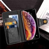iPhone XS Max Case Black Wild Horse Texture Retro Business Folio Leather Cover with Card Slots, Cash Pocket, and Strap | Leather Apple iPhone XS Max Covers | Leather Apple iPhone XS Max Cases | iCoverLover