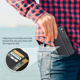 iPhone XS Max Case Black Real Top-grain Cow Leather Wallet Folio Case with 3 Card Slots, 1 Cash Compartment, Impact-proof, and Enhanced Grip | Genuine Leather iPhone XS Max Cases | Genuine Leather iPhone XS Max Covers