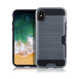 iPhone XS Max Case Navy Blue Brushed Texture TPU and PC Protective Back Case with 1 Card Slot | Armor Apple iPhone XS Max Cases | Armor Apple iPhone XS Max Covers | iCoverLover