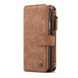 iPhone XS Max Case Brown Wild Horse Texture PU Leather Detachable Folio Case with Card Slots and Zippered Compartment | Leather Apple iPhone XS Max Cases | Leather Apple iPhone XS Max Covers | iCoverLover