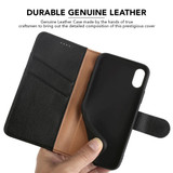 iPhone XS MAX Case Black Fashion Cowhide Genuine Leather Wallet Cover with 2 Card Slots, 1 Cash Slot & Shockproof | Genuine Leather iPhone XS MAX Covers Cases | Genuine Leather iPhone XS MAX Covers