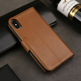 iPhone XS MAX Case Brown Fashion Cowhide Genuine Leather Wallet Cover with 2 Card Slots, 1 Cash Slot & Shockproof | Genuine Leather iPhone XS MAX Covers Cases | Genuine Leather iPhone XS MAX Covers