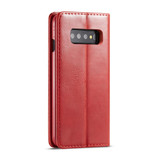 Samsung Galaxy S10 Case Red PC + PU Leather Business Style Wild Horse Texture Wallet Cover | Leather Samsung Galaxy S10 Covers | Leather Samsung Galaxy S10 Cases | iCoverLover