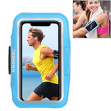 Samsung S10 PLUS and iPhone XS MAX Case Blue PVC Leather Sports Armband with Earphone Hole, Key Holder, Adjustable Length | Running Sports Accessories | Phone Accessories | iCoverLover