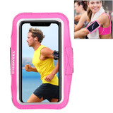 Samsung S10 PLUS and iPhone XS MAX Case Magenta PVC Leather Sports Armband with Earphone Hole, Key Holder, Adjustable Length | Running Sports Accessories | Phone Accessories | iCoverLover