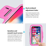 Samsung S10 PLUS and iPhone XS MAX Case Magenta PVC Leather Sports Armband with Earphone Hole, Key Holder, Adjustable Length | Running Sports Accessories | Phone Accessories | iCoverLover