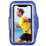 Samsung S10 PLUS and iPhone XS MAX Case Dark Blue PVC Leather Sports Armband with Earphone Hole, Key Holder, Adjustable | Running Sports Accessories | Phone Accessories | iCoverLover