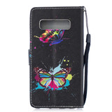 Samsung Galaxy S10 PLUS Case Colored Butterfly Pattern PU Leather Folio Cover with Lanyard, Kickstand, & Flap Closure | Leather Samsung Galaxy S10 Plus Covers | Leather Samsung Galaxy S10 Plus Cases | iCoverLover