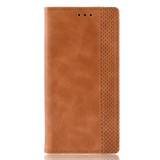 Samsung Galaxy S10 Case Brown Retro Texture PU Leather Folio Wallet Cover with Magnetic Buckle, Card Slots and Cash Slot | Leather Samsung Galaxy S10 Covers | Leather Samsung Galaxy S10 Cases | iCoverLover