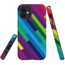 For iPhone 14 Pro Max/14 Pro/14 and older Case, Protective Back Cover, Lined Rainbow | Shockproof Cases | iCoverLover.com.au