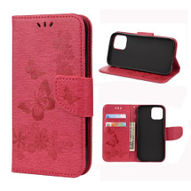 For iPhone 12, 12 mini, 12 Pro, 12 Pro Max Case, Vintage Butterflies Pattern PU Leather Wallet Cover, Stand, Red | iCoverLover Australia