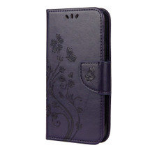 For iPhone 12 Pro Max Butterfly Flower Pattern Folio PU Leather Case,Holder, Card Slots, Wallet, Deep Purple | iCoverLover Australia