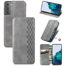 For Samsung Galaxy S21 Ultra/S21+ Plus/S21 Case, Cubic Grid Folio Magnet PU Leather Wallet Cover, Kickstand, Grey | iCoverLover.com.au | Phone Cases