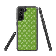 Samsung Galaxy S21 Ultra/S21+ Plus/S21 Protective Case, Clear Acrylic Back Cover, Green Snowflake | iCoverLover.com.au | Phone Cases