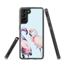 Samsung Galaxy S21 Ultra/S21+ Plus/S21 Protective Case, Clear Acrylic Back Cover, Flamingo Couple | iCoverLover.com.au | Phone Cases