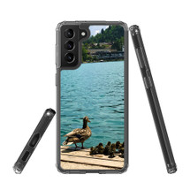 Samsung Galaxy S21 Ultra/S21+ Plus/S21 Protective Case, Clear Acrylic Back Cover, Mama Duck With Ducklings | iCoverLover.com.au | Phone Cases