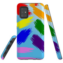 For Samsung Galaxy A51 5G/4G, A71 5G/4G, A90 5G Case, Tough Protective Back Cover, Rainbow Brushes | Protective Cases | iCoverLover.com.au