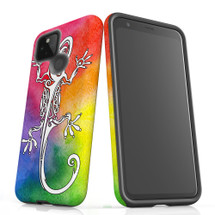 For Google Pixel 5 Case, Tough Protective Back Cover, Rainbow Lizard | Protective Cases | iCoverLover.com.au